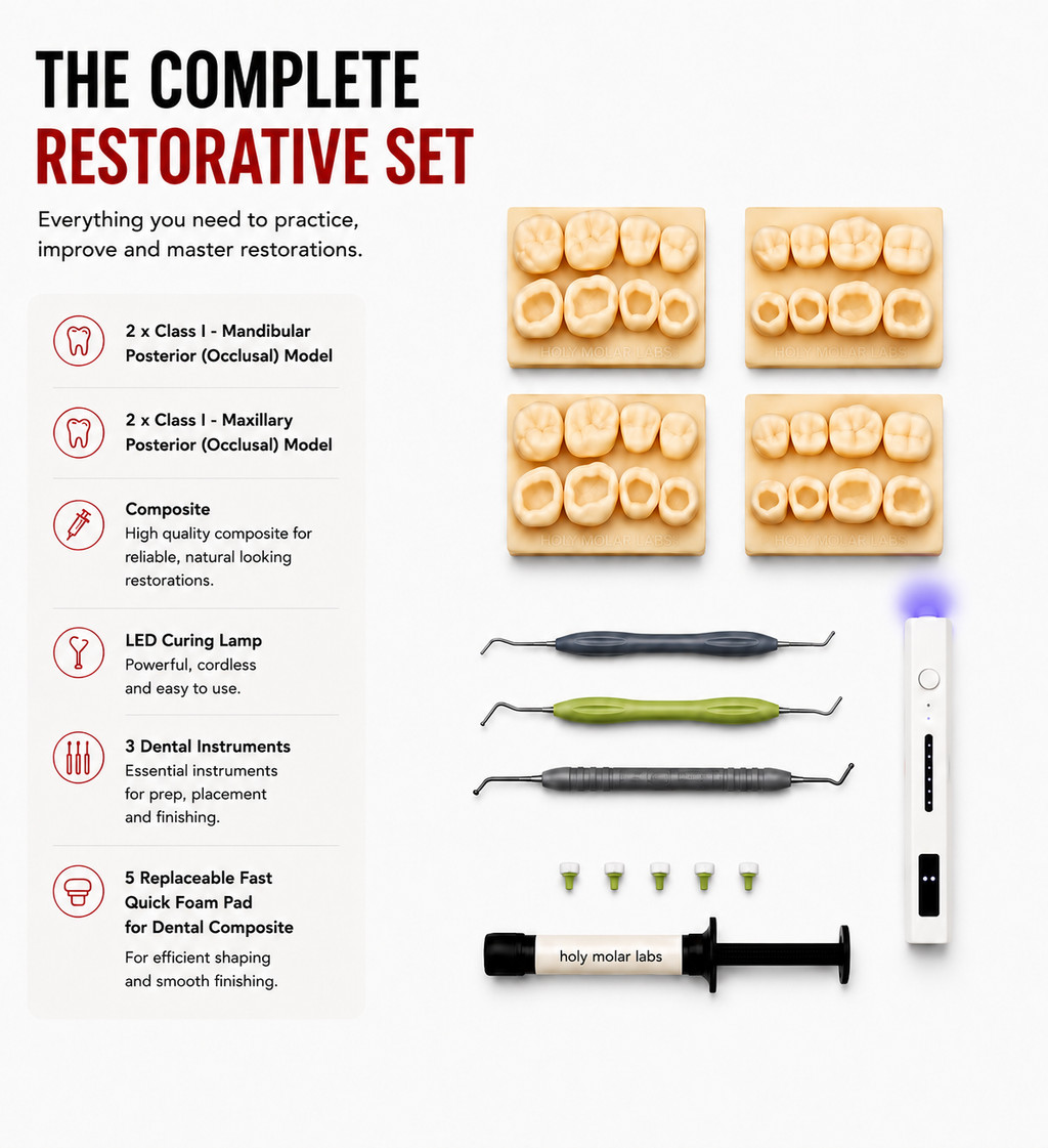 Complete Restorative Practice Kit-Models, Composite, Curing Lamp & Instruments Included